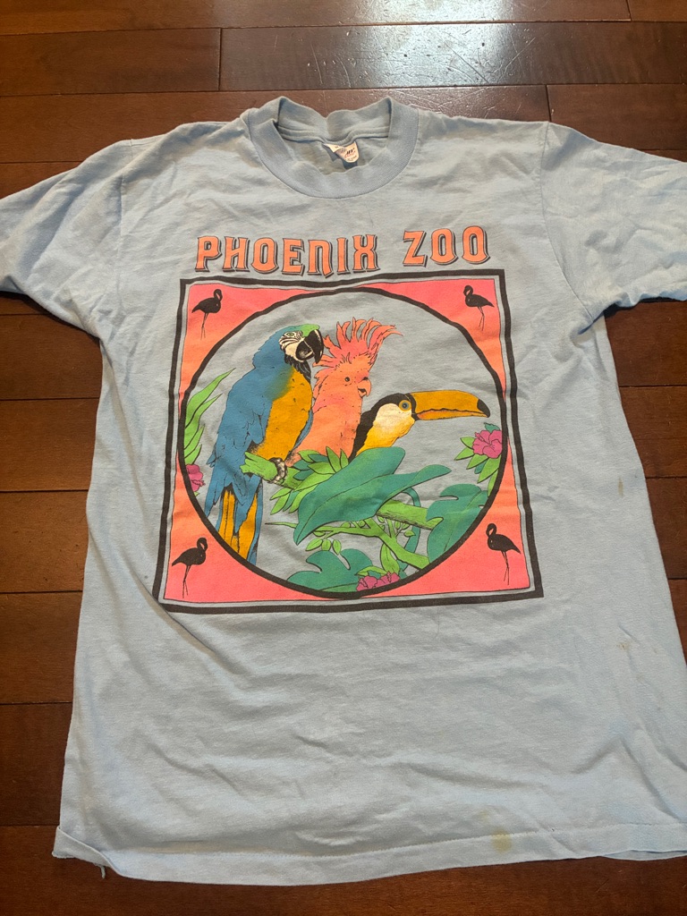 Vintage Tee: Phoenix Zoo Stedman Super Hi-Cru Light Blue Cotton Tee - M